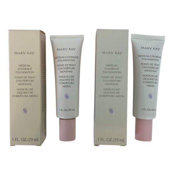 Mary Kay Medium Coverage Foundation Ivory 202 Two Tubes 1 oz Normal To Oily Skin